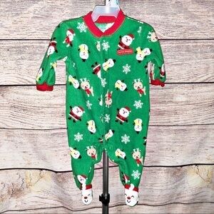 My First Christmas Fleece Button Up Sleeper PJs Size 0-3M